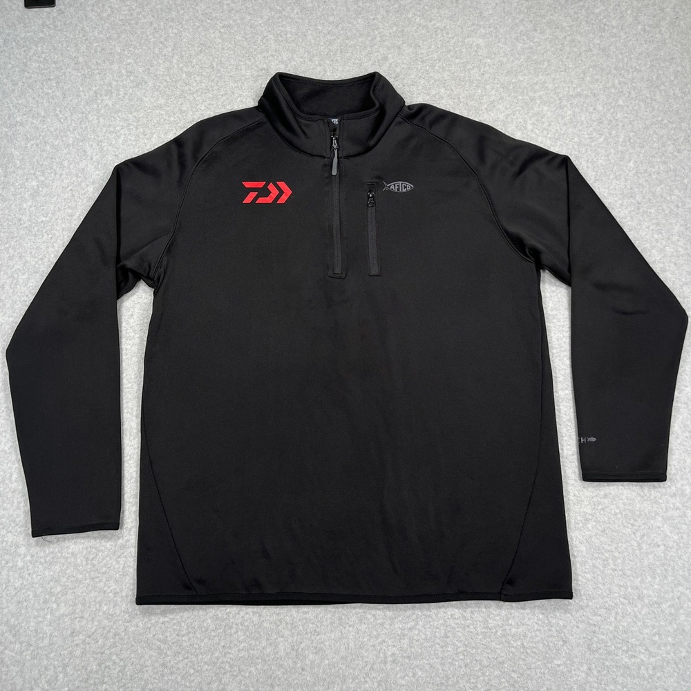 AFTCO Vista 1/4 Zip Pullover Mens XL Black Daiwa Fishing Ballistic Performance